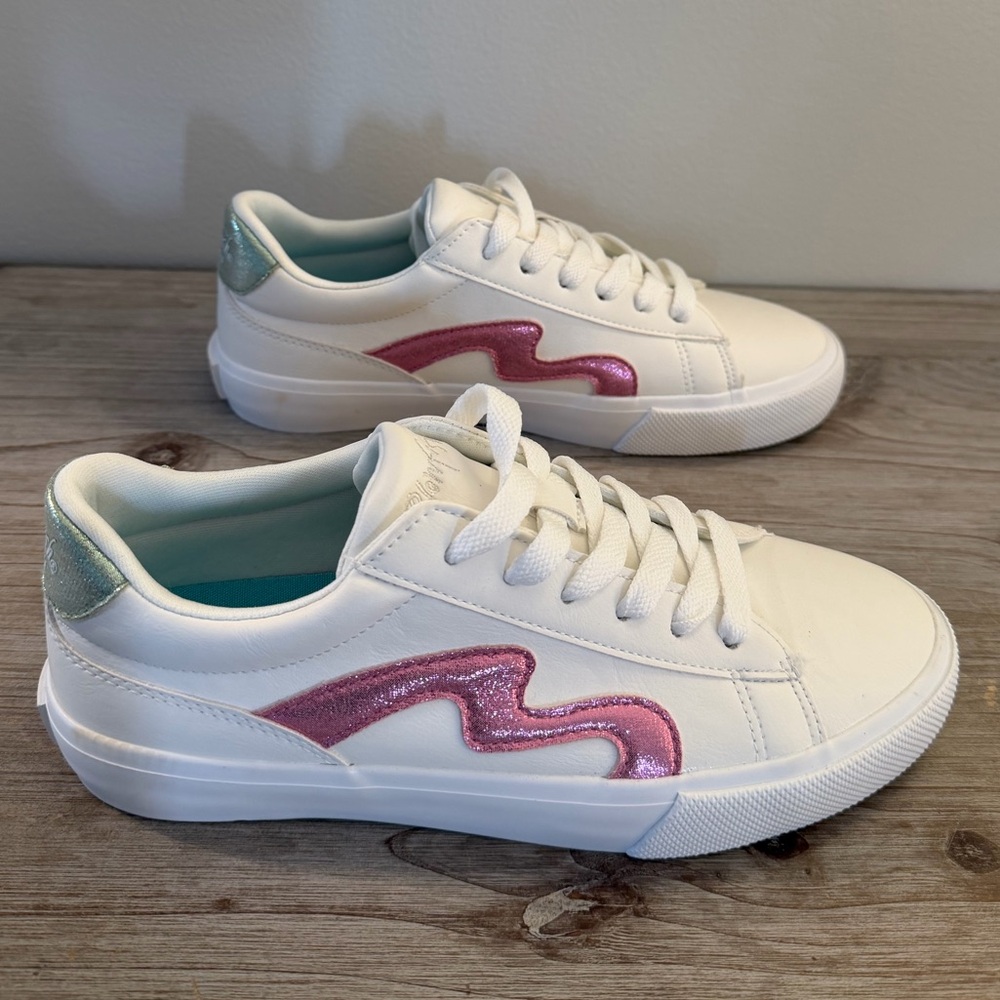 Kids White and Pink Sneakers